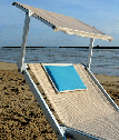 Шезлонг-лежак металлический Magnani 501 Relax алюминий, текстилен серебристый, слоновая кость Фото 11