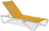 Шезлонг-лежак металлический PAPATYA Wave алюминий, стеклопластик, батилин белый, желтый Фото 1