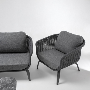 Комплект плетеной мебели Grattoni Melrose алюминий, роуп, олефин антрацит, темно-серый, угольный Фото 6