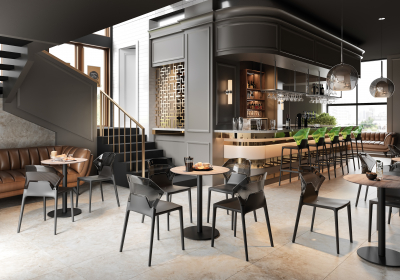 Стул пластиковый барный PAPATYA Ego-S Bar алюминий, стеклопластик, пластик черный, зеленый Фото 4