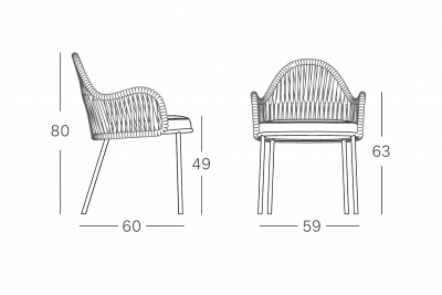Кресло плетеное с подушкой Scab Design Malvasia Riviera сталь, роуп, ткань sunbrella карамельный, капучино, слоновая кость Фото 2