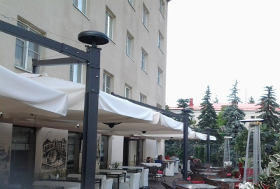 Зонт профессиональный двухкупольный 3х6 м Scolaro Alu Double Dark алюминий, акрил антрацит, слоновая кость Фото 16