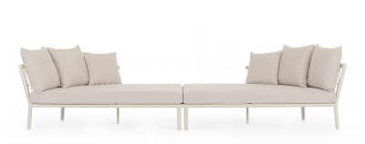 Лаунж-лежак плетеный двойной с подушками Garden Relax Lanai сталь, роуп, олефин песочный Фото 5