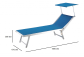 Пляжный шезлонг с козырьком Tagliamento алюминий, текстилен голубой Фото 2