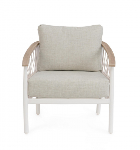 Кресло лаунж плетеное с подушками Garden Relax Fenix алюминий, роуп, олефин белый Фото 4