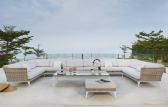 Модуль плетеный угловой левый  с подушками Skyline Design Brafta алюминий, искусственный ротанг, sunbrella белый, бежевый Фото 10