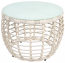 Столик плетеный кофейный ReeHouse Lotus алюминий, искусственный ротанг, стекло доминикана, белый сатин Фото 1