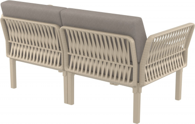 Диван пластиковый двухместный с подушками Siesta Contract Portofino Lounge стеклопластик, полипропилен, полиэстер бежевый, светло-коричневый Фото 9