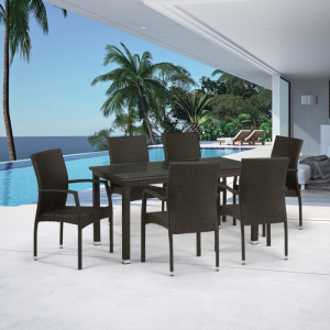 Комплект плетеной мебели Afina T256A/Y379A-W53 Brown 6Pcs искусственный ротанг, сталь коричневый Фото 1