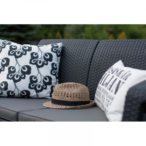 Диван пластиковый Keter Corfu Love Seat пластик с имитацией плетения графит Фото 6