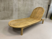 Шезлонг-лежак деревянный с матрасом Tagliamento Pill акация, ткань светлый тик, бежевый Фото 12