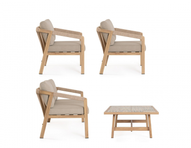 Комплект лаунж мебели Garden Relax Kalimera алюминий, роуп, олефин песочный Фото 6