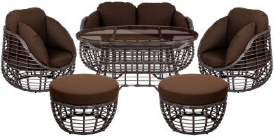 Комплект плетеной мебели ReeHouse Lotus алюминий, искусственный ротанг, олефин, стекло шоколад металлик, коричневый, бронза Фото 1