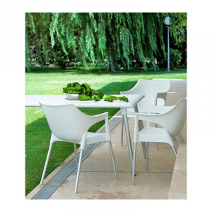 Стол пластиковый обеденный Resol Flash table алюминий, полипропилен белый Фото 4