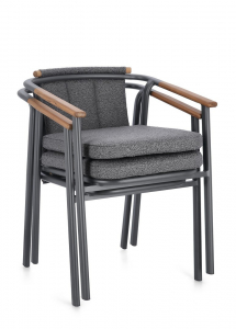 Кресло металлическое с подушками Garden Relax Leonida алюминий, тик, олефин антрацит Фото 7