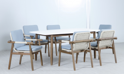 Кресло деревянное с подушками Tagliamento Apoyo акация, роуп, олефин грецкий орех, голубой Фото 16