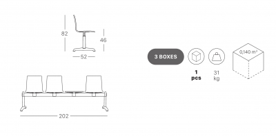 Система с тремя сиденьями и столиком Scab Design Alice Bench сталь, алюминий, технополимер, HPL светло-серый Фото 2
