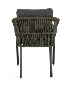 Кресло плетеное с подушками Garden Relax Galdana алюминий, роуп, полипропилен угольный, зеленый Фото 3