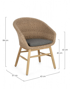 Кресло плетеное с подушкой Garden Relax Genesis тик, алюминий, искусственный ротанг, олефин натуральный, серый Фото 2