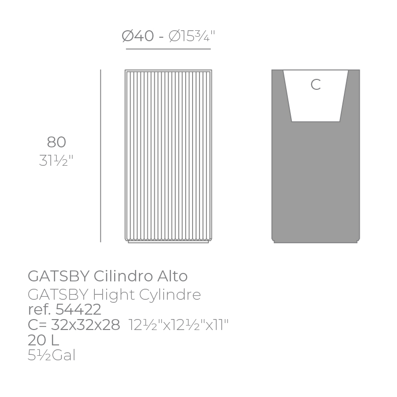 Кашпо пластиковое Gatsby Cylinder Basic