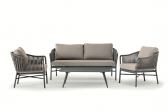 Комплект плетеной мебели Grattoni Monaco алюминий, роуп, олефин антрацит, тортора, коричневый Фото 8