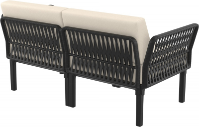 Диван пластиковый двухместный с подушками Siesta Contract Portofino Lounge стеклопластик, полипропилен, полиэстер черный, бежевый Фото 6