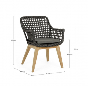 Кресло плетеное с подушкой Garden Relax Madison тик, алюминий, искусственный ротанг, олефин натуральный, черный, серый Фото 2