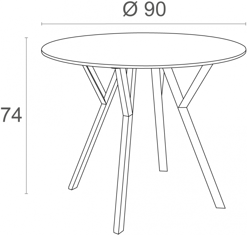 Стол пластиковый Max Table Ø90, черный, Ø900х740 мм