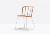 Стул деревянный на полозьях PEDRALI Nym сталь, ясень белый, беленый ясень Фото 6