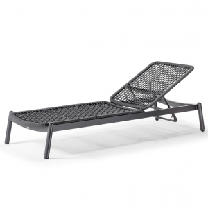 Лежак плетеный с матрасом Grattoni Atol алюминий, роуп, олефин антрацит, темно-серый, серый Фото 7