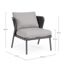 Лаунж-стул плетеный с подушками Garden Relax Harlow алюминий, роуп, олефин антрацит, графит Фото 2