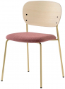 Стул с обивкой PEDRALI Jazz сталь, фанера, шпон, ткань античная латунь, беленый ясень, розовый Фото 1