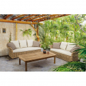 Диван плетеный трехместный Garden Relax Pamplona натуральный ротанг, дерево манго бежевый Фото 4
