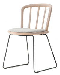 Стул деревянный на полозьях с обивкой-thumbs-Фото1