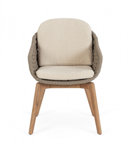 Кресло плетеное с подушками Garden Relax Tamires тик, алюминий, роуп, олефин натуральный, бежевый Фото 6