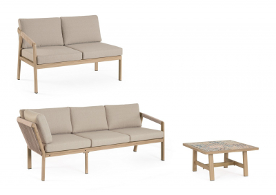 Комплект лаунж мебели Garden Relax Kalimera алюминий, роуп, олефин песочный Фото 6