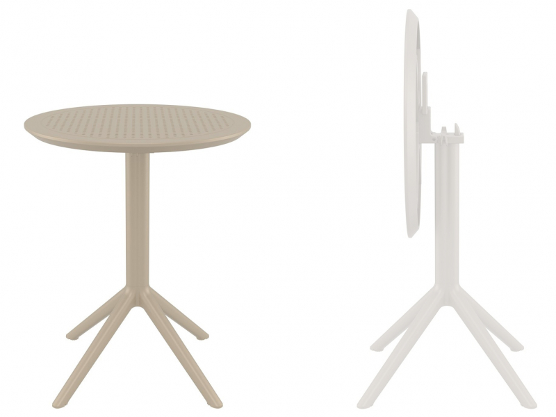 Стол пластиковый складной Sky Folding Table 60, бежевый, 600х740 мм