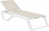 Шезлонг-лежак пластиковый Siesta Contract Rio Pro стеклопластик, текстилен белый, бежевый Фото 1
