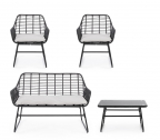 Комплект плетеной лаунж мебели Garden Relax Burrel сталь, искусственный ротанг, полиэстер, стекло черный, серый Фото 3
