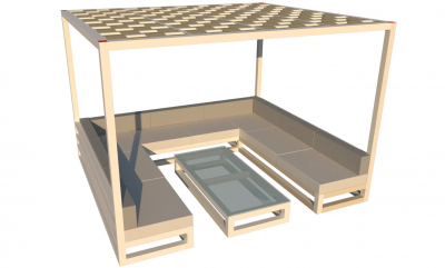 Павильон металлический с лаунж-мебелью ReeHouse Rimini алюминий, полиэстер, стекло Фото 10