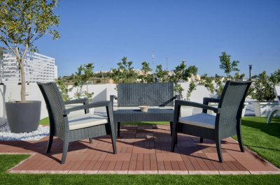 Диван пластиковый плетеный двухместный с подушкой Siesta Contract Miami Lounge Sofa стеклопластик, полиэстер антрацит Фото 9
