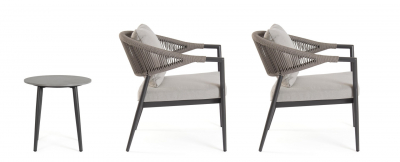 Комплект металлической лаунж мебели Garden Relax Millor алюминий, роуп, полиэстер антрацит, хаки Фото 8