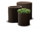Набор пластиковых кашпо Keter Cylinder Planters пластик с имитацией плетения коричневый Фото 2