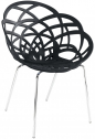 Кресло пластиковое PAPATYA Flora-ML сталь, поликарбонат хромированный, черный матовый Фото 1