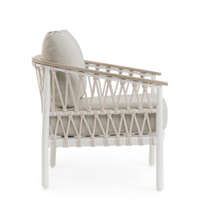 Кресло лаунж плетеное с подушками Garden Relax Fenix алюминий, роуп, олефин белый Фото 5