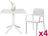 Комплект пластиковой мебели Nardi Clip 80 Bora стеклопластик белый Фото 1