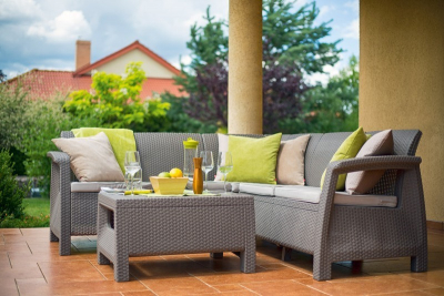 Комплект пластиковой мебели Keter Corfu Relax Set пластик с имитацией плетения капучино Фото 1