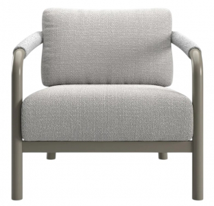 Кресло плетеное мягкое SNOC Lorvain Silver алюминий, роуп, олефин серебряный, светло-серый Фото 1