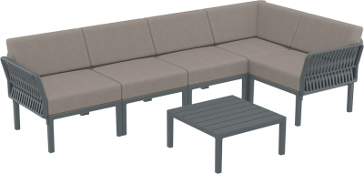 Комплект пластиковой мебели Siesta Contract Portofino Lounge Corner стеклопластик, полипропилен, полиэстер темно-серый, светло-коричневый Фото 1
