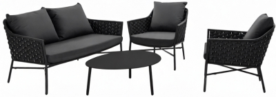 Комплект лаунж мебели Grattoni Panama алюминий, роуп, текстилен черный, темно-серый, черный Фото 1
